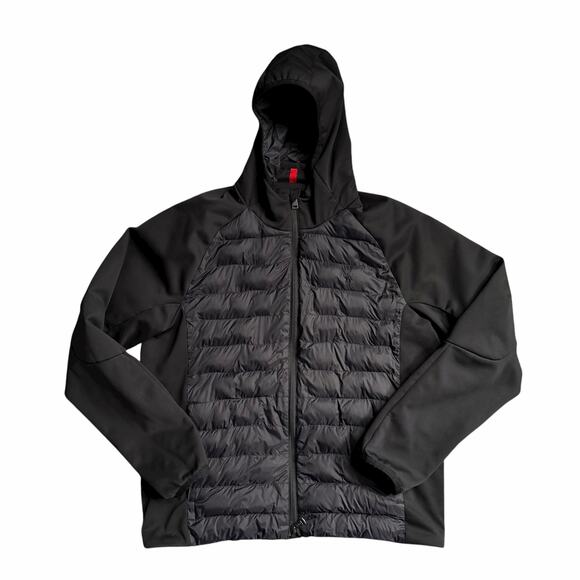 Polo Ralph Lauren Men’s Black Hooded Hybrid Puffer Jacket Full Zip Size Large - Picture 1 of 15